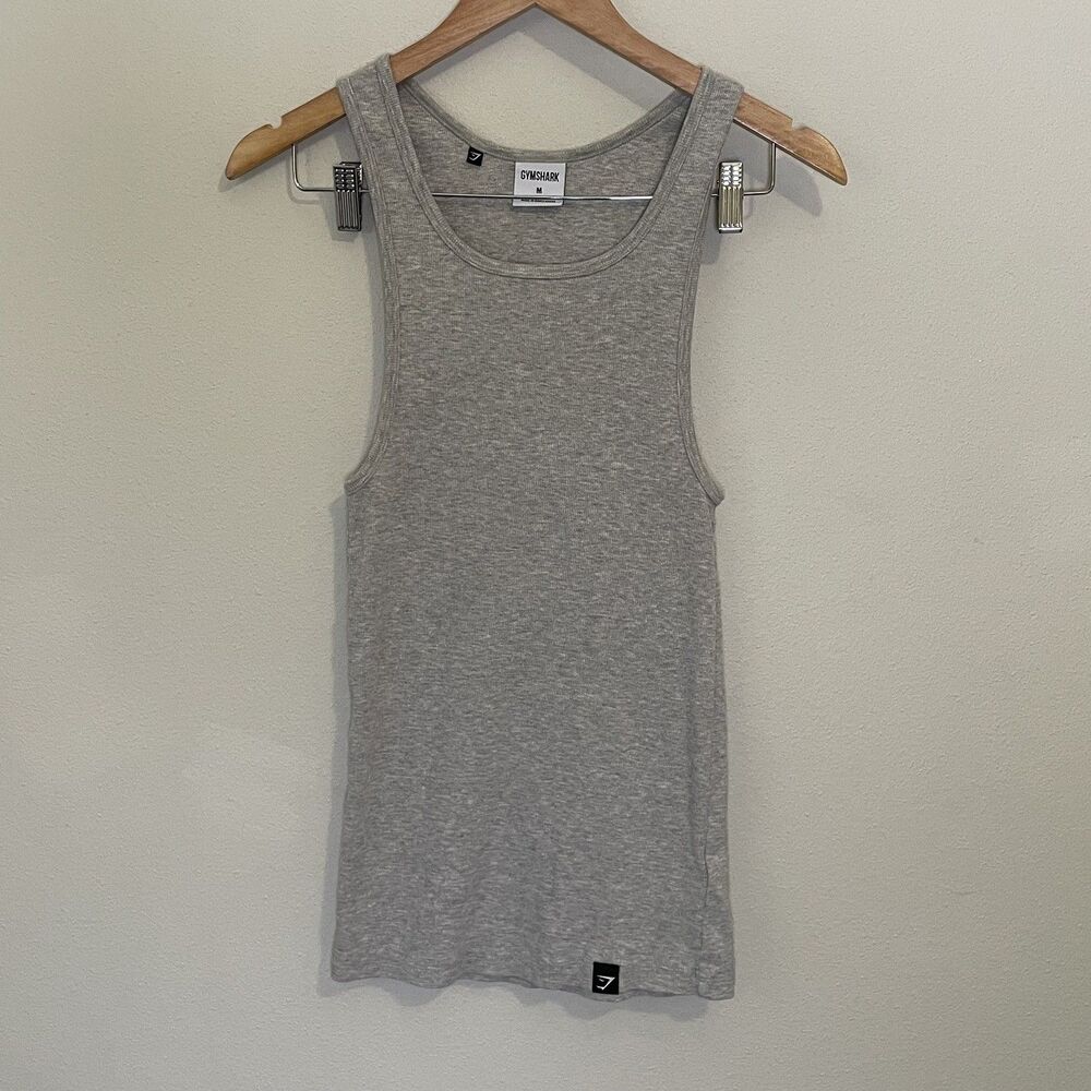 Gymshark Ribbed Tank Top Men’s Medium Gray Athletic Muscle Fit Workout Shirt
